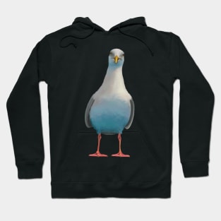 Quirky curious seagull. Chip hungry seagull. Ocean bird illustration. Seabird artwork. Hoodie